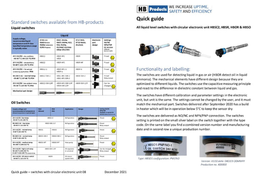HBSC2, HBSR, HBSO & HBOR Quick Guide